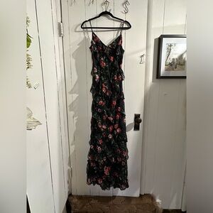 AKIRA Black and Red Floral Maxi Dress